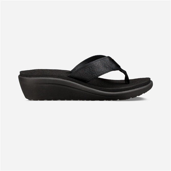 Black Women's Teva Voya Wedge Sandals | QUB-342197