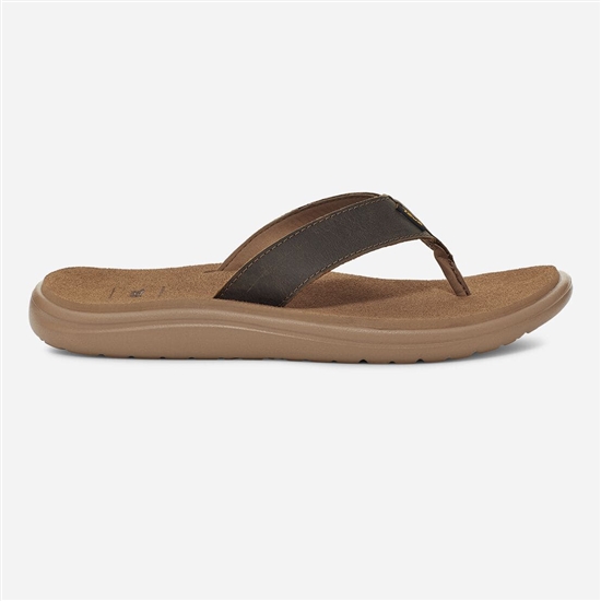 Brown Men's Teva Voya Flip Leather Flip Flops | NDH-615083