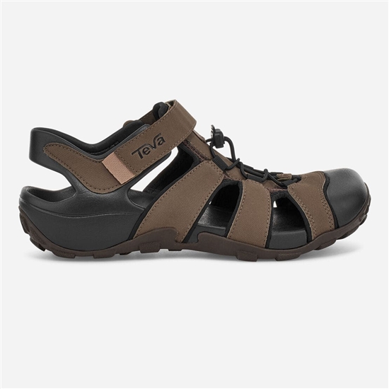 Dark Brown Men's Teva Flintwood Sandals | OKR-345829