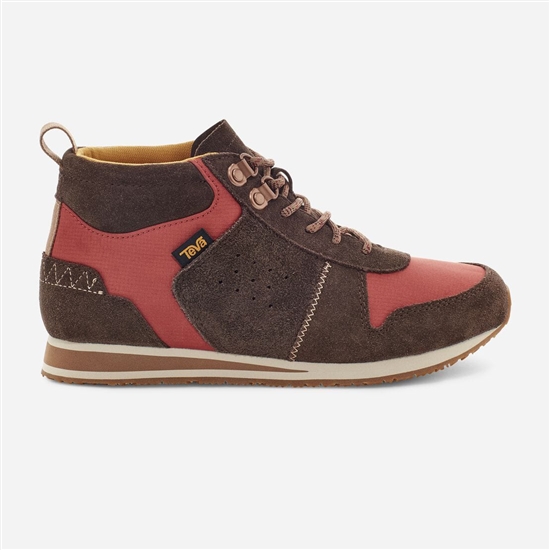 Dark Brown / Red Women's Teva Highside '84 Mid Sneakers | ZDM-684371