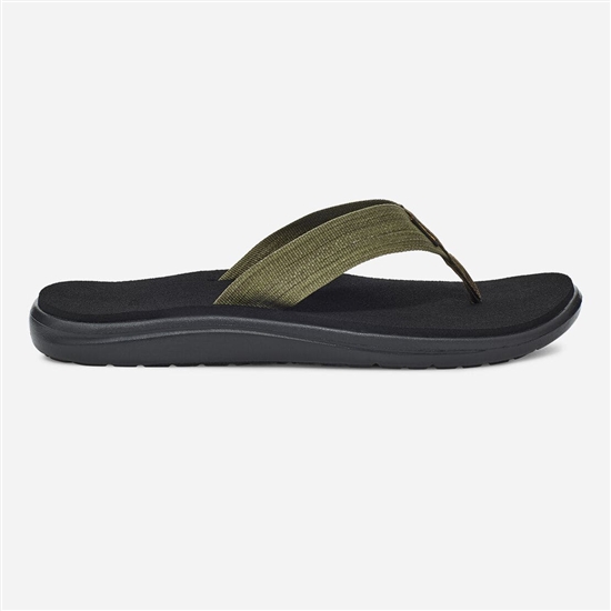 Dark Olive / Black Men's Teva Voya Flip Flops | OLP-918520