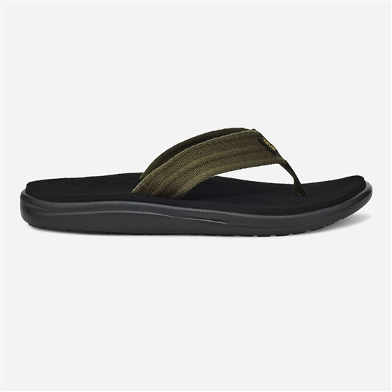 Dark Olive Men's Teva Voya Canvas Flip Flip Flops | BWT-283465