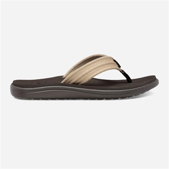 Khaki Men's Teva Voya Canvas Flip Flip Flops | PHD-048162