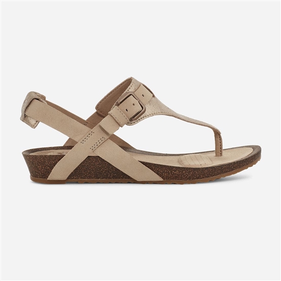 Light Brown Women's Teva Mahonia 3-point Metallic Wedge Sandals | FPK-205196