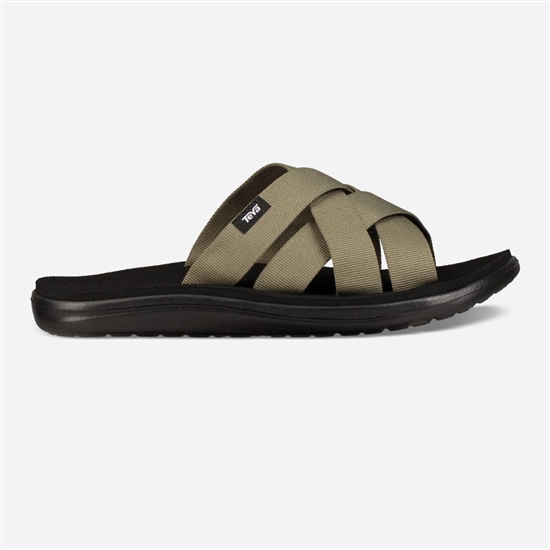 Olive / Black Men's Teva Voya Slide Sandals | XDG-896720