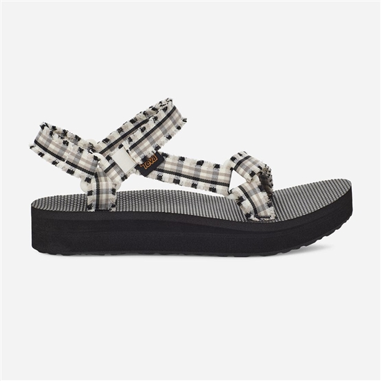 White / Black Women's Teva Midform Fray Flatforms | VFS-581639