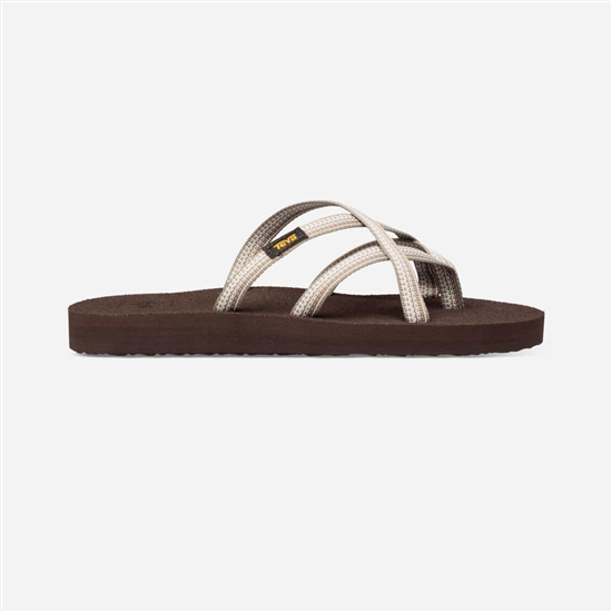 White / Dark Brown Women's Teva Olowahu Flip Flops | ACH-583769