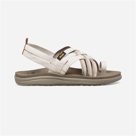 White / Khaki Women's Teva Voya Strappy Sandals | MDW-476102