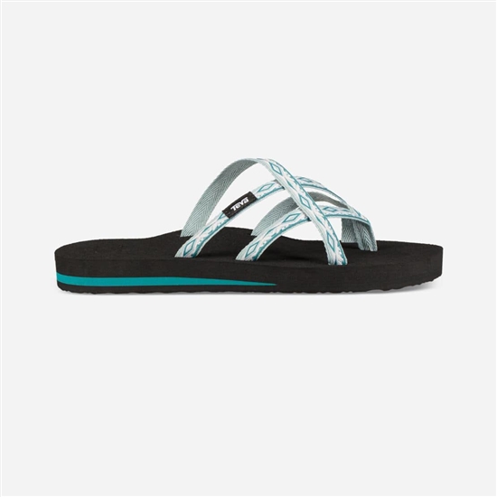 White / Turquoise Women's Teva Olowahu Flip Flops | XVU-269147